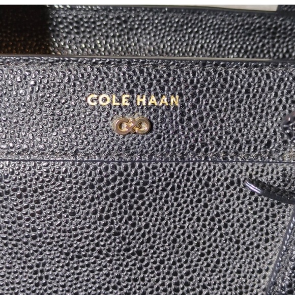 Cole Haan EVA Black Pebbled Leather Women's Tote/Crossbody Bag - Black - Picture 5 of 8